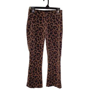 Vintage Y2K Pants Womens 2 Brown Animal Print Leopard Cheetah Velvet Flared